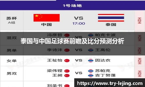 泰国与中国足球赛前瞻及比分预测分析