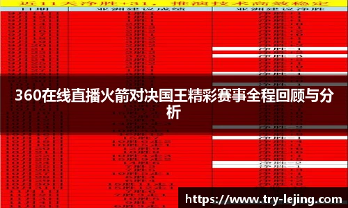 360在线直播火箭对决国王精彩赛事全程回顾与分析